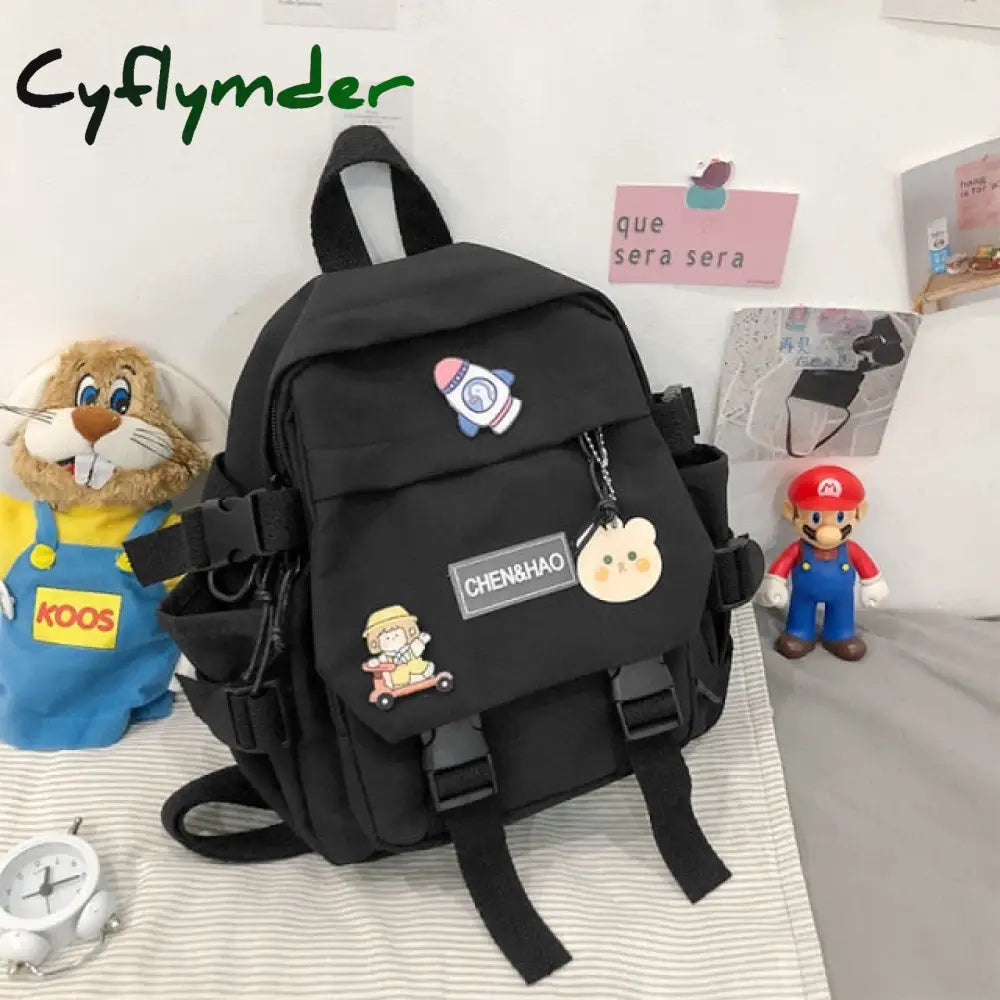 Cyflymder Small Women’s Backpack Girls School Bag Waterproof Nylon Fashion Japanese Casual Young