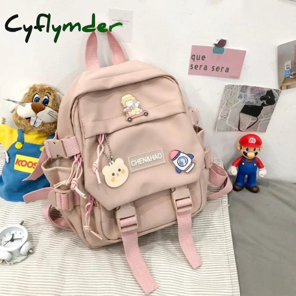 Cyflymder Small Women’s Backpack Girls School Bag Waterproof Nylon Fashion Japanese Casual Young