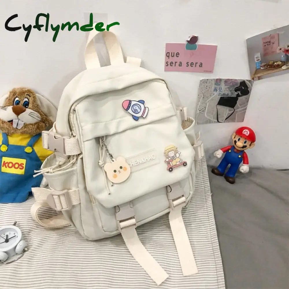 Cyflymder Small Women’s Backpack Girls School Bag Waterproof Nylon Fashion Japanese Casual Young