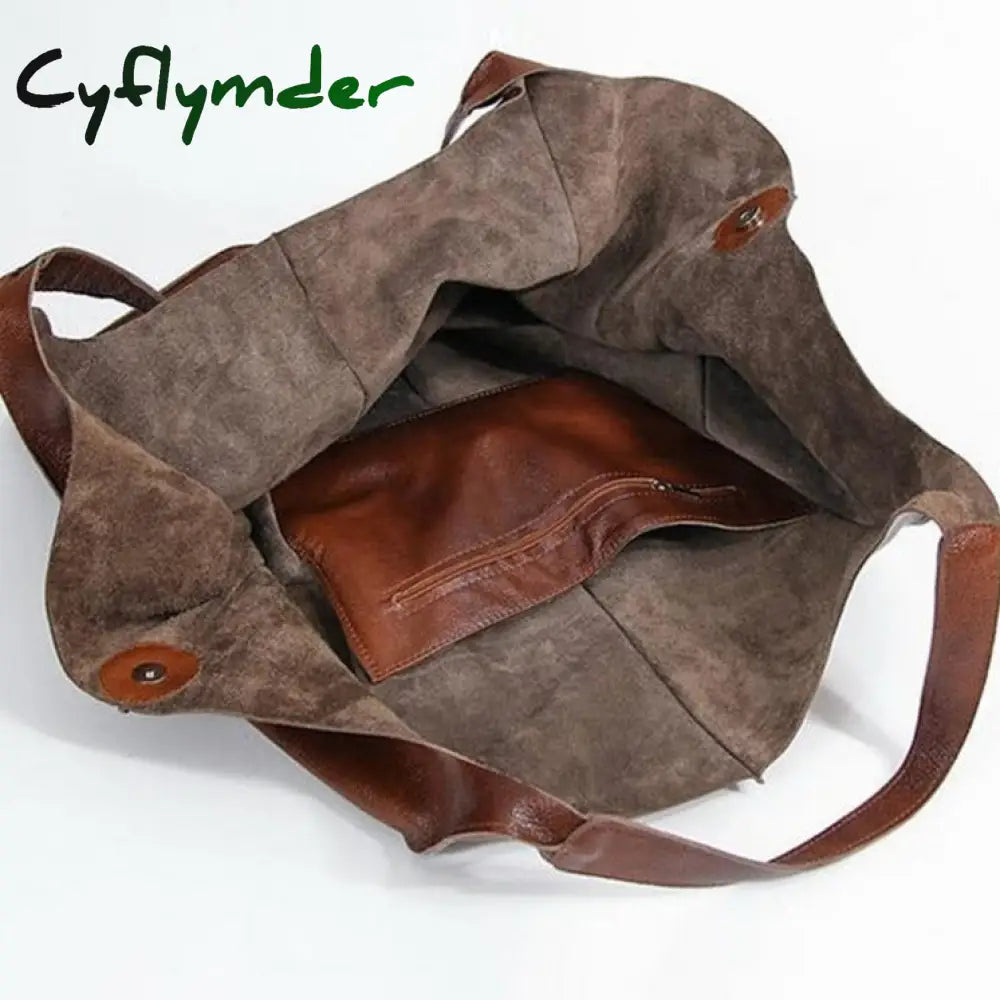 Cyflymder Soft Large Capacity Tote Bag Shopper Women Handbag Luxury Pu Leather Shoulder Retro