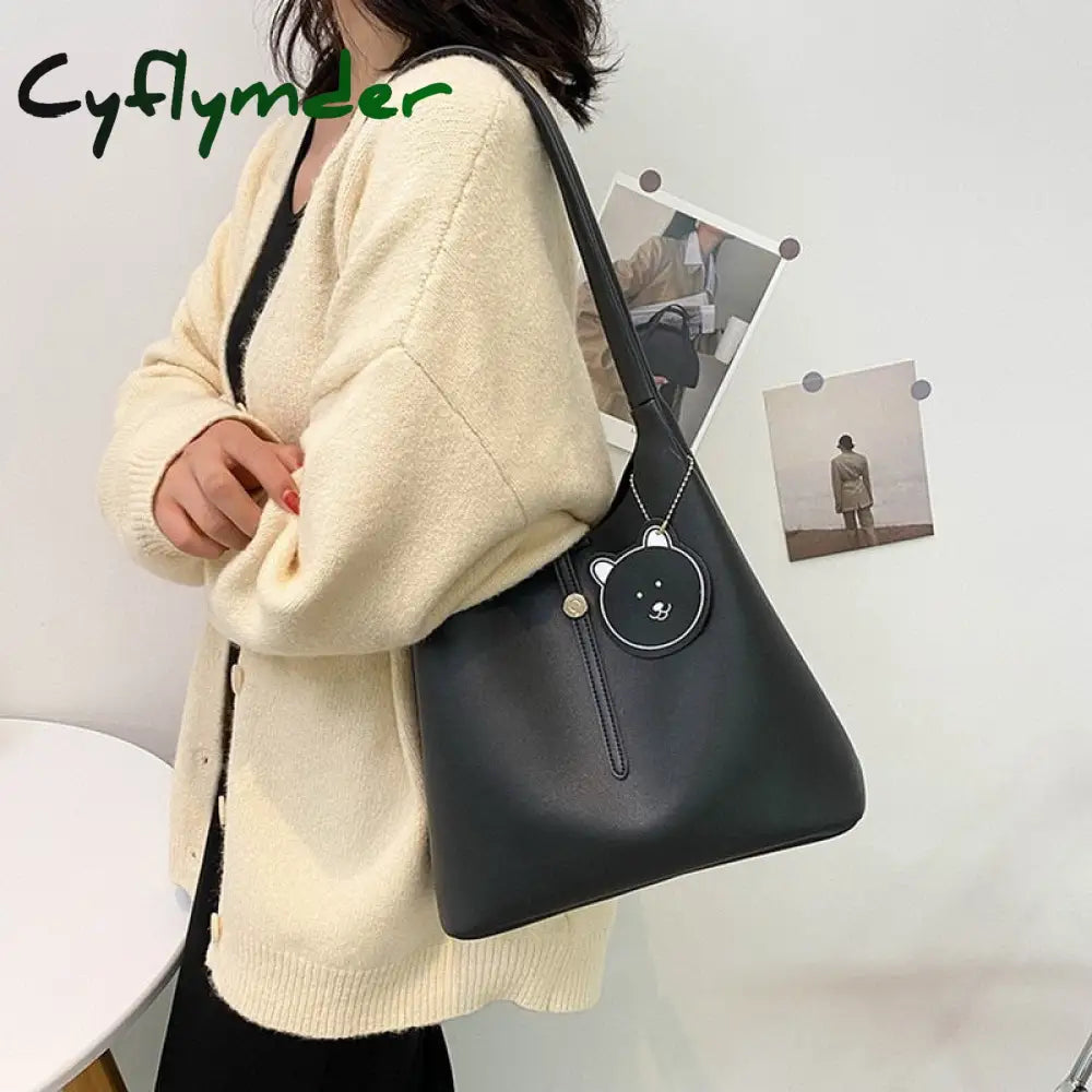 Cyflymder Soft Large Capacity Tote Bag Shopper Women Handbag Luxury Pu Leather Shoulder Retro