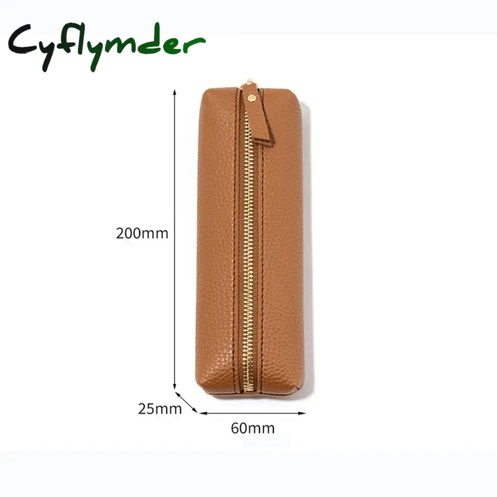 Cyflymder Soft Leather Glasses Bag Portable Makeup Storage Purses Bath Toiletry Wash Travel Zipper