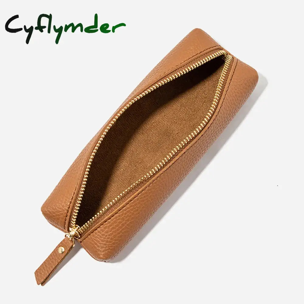 Cyflymder Soft Leather Glasses Bag Portable Makeup Storage Purses Bath Toiletry Wash Travel Zipper