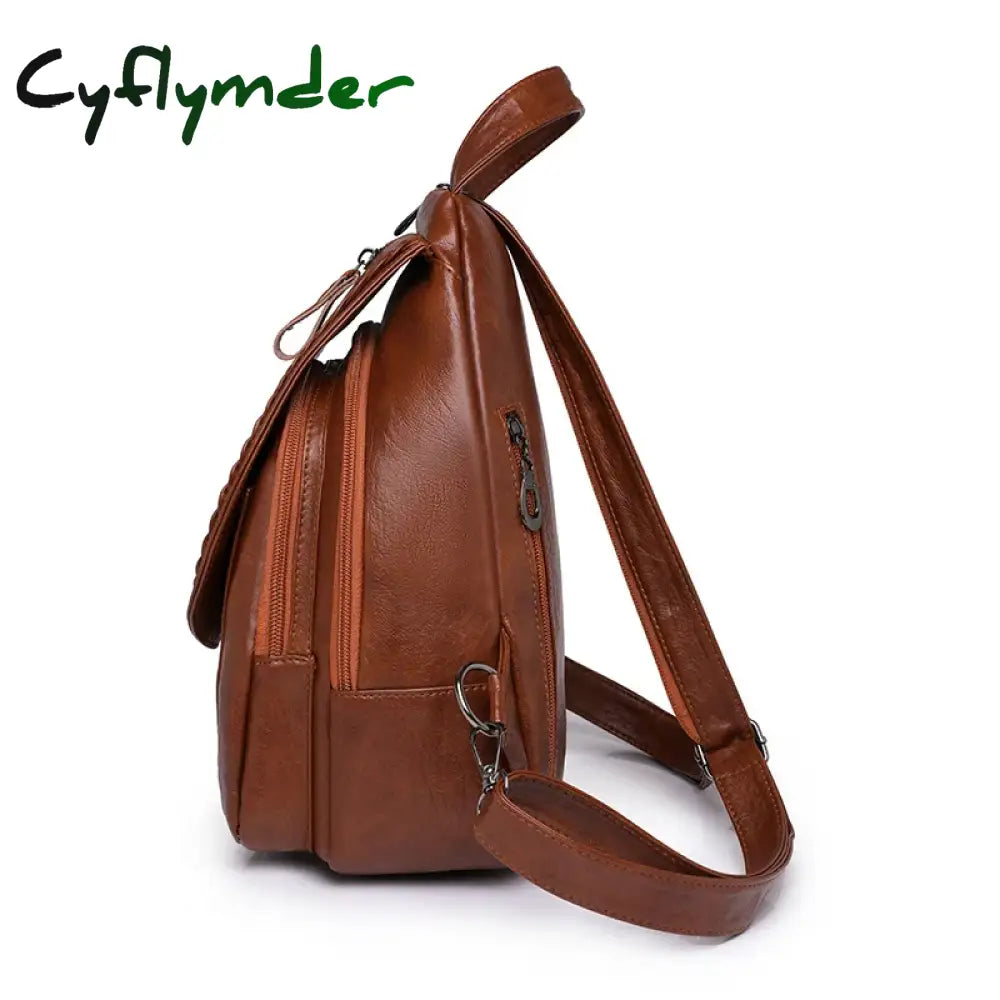 Cyflymder Soft Leather Shoulder Bag For Women 2024 New Fashionable Mini Shopping Backpack Chest