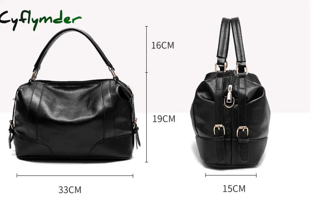 Cyflymder Soft Leather Women Handbags Elegant Ladies Shoulder Bag Vintage Female Messenger Large