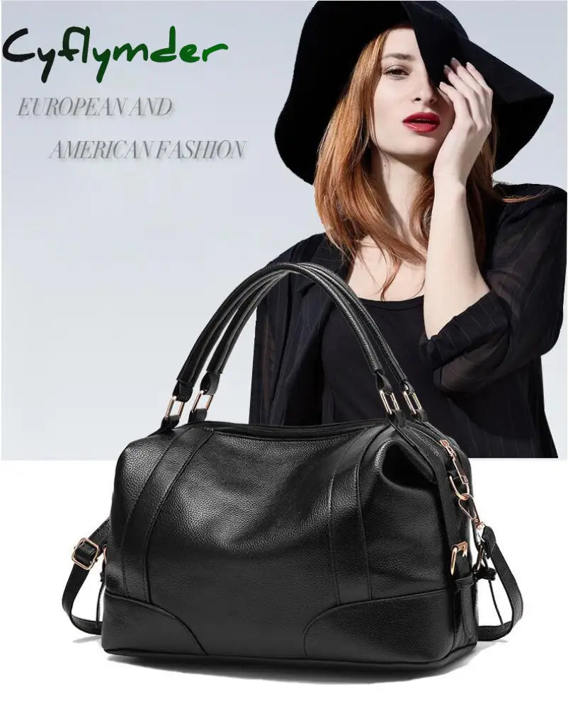 Cyflymder Soft Leather Women Handbags Elegant Ladies Shoulder Bag Vintage Female Messenger Large