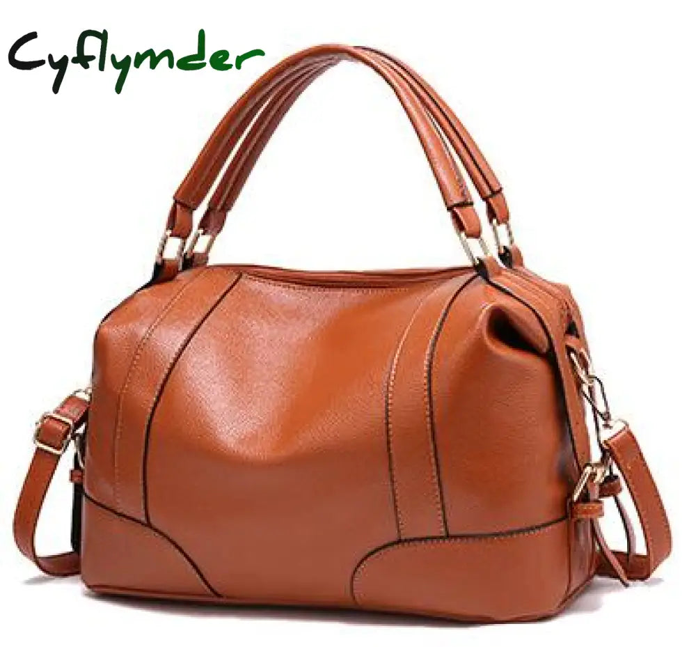 Cyflymder Soft Leather Women Handbags Elegant Ladies Shoulder Bag Vintage Female Messenger Large