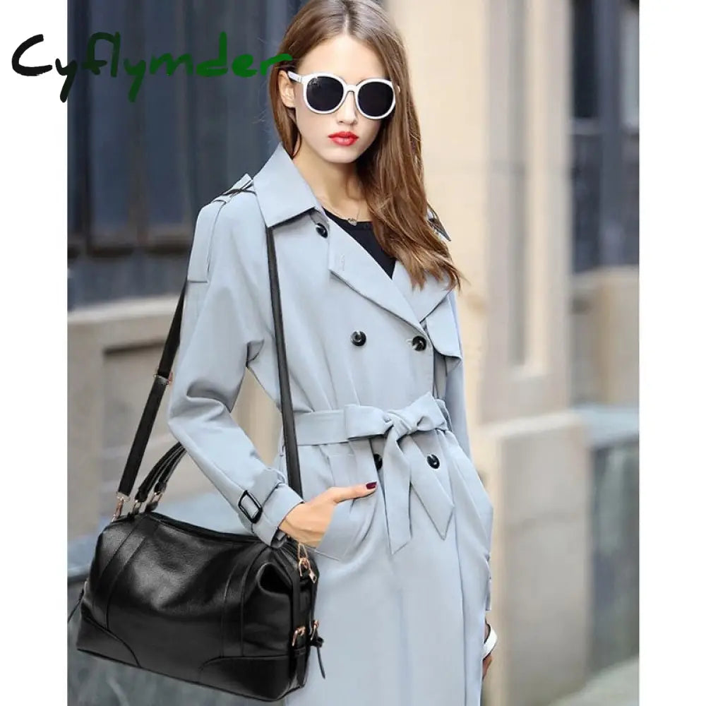 Cyflymder Soft Leather Women Handbags Elegant Ladies Shoulder Bag Vintage Female Messenger Large