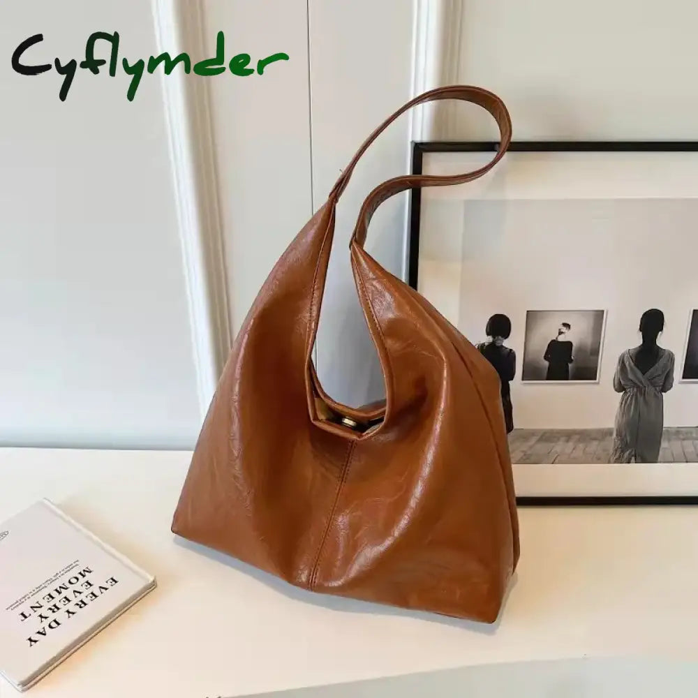 Cyflymder Soft Pu Leather Shoulder Bag For Women Wedding All-Match Casual Hundred Underarm Bolso