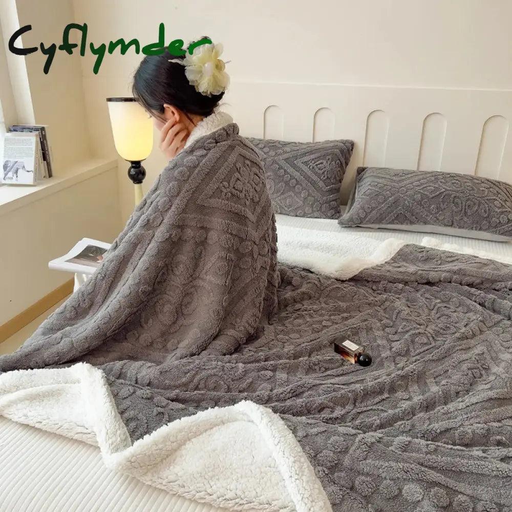 Cyflymder Soft Sherpa Throw Blanket for Couch Sofa Multi Size Fleece 3D Embossed Fuzzy Cozy Blanket for Bed Thick