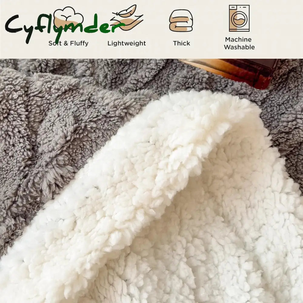 Cyflymder Soft Sherpa Throw Blanket for Couch Sofa Multi Size Fleece 3D Embossed Fuzzy Cozy Blanket for Bed Thick