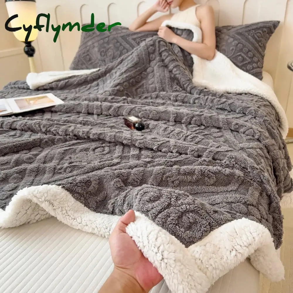 Cyflymder Soft Sherpa Throw Blanket for Couch Sofa Multi Size Fleece 3D Embossed Fuzzy Cozy Blanket for Bed Thick