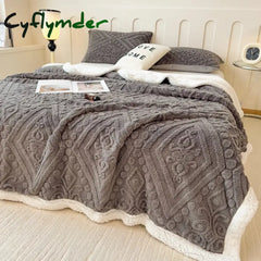 Cyflymder Soft Sherpa Throw Blanket for Couch Sofa Multi Size Fleece 3D Embossed Fuzzy Cozy Blanket for Bed Thick