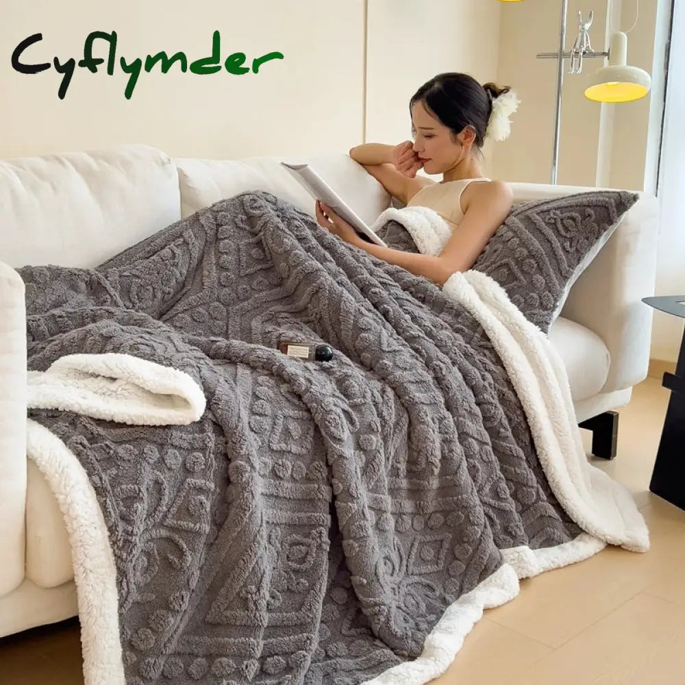 Cyflymder Soft Sherpa Throw Blanket for Couch Sofa Multi Size Fleece 3D Embossed Fuzzy Cozy Blanket for Bed Thick