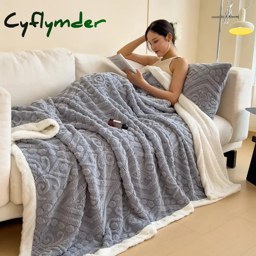 Cyflymder Soft Sherpa Throw Blanket for Couch Sofa Multi Size Fleece 3D Embossed Fuzzy Cozy Blanket for Bed Thick