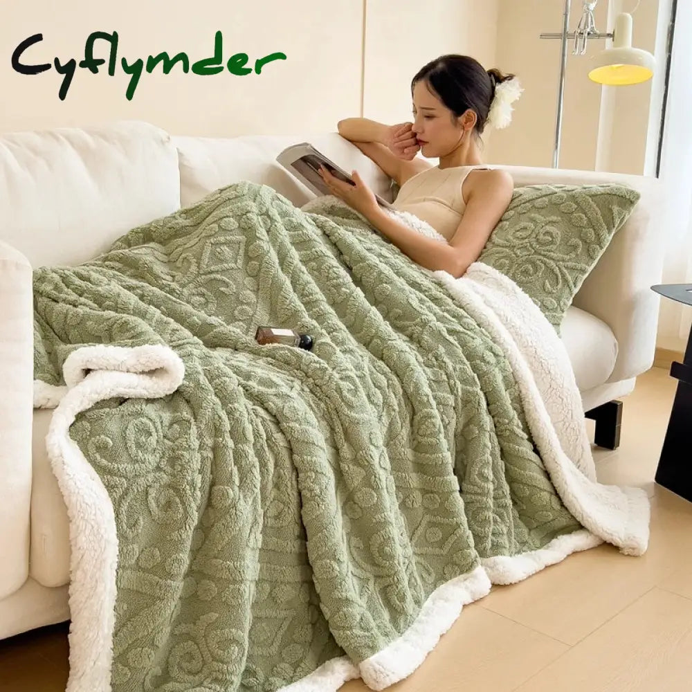 Cyflymder Soft Sherpa Throw Blanket for Couch Sofa Multi Size Fleece 3D Embossed Fuzzy Cozy Blanket for Bed Thick