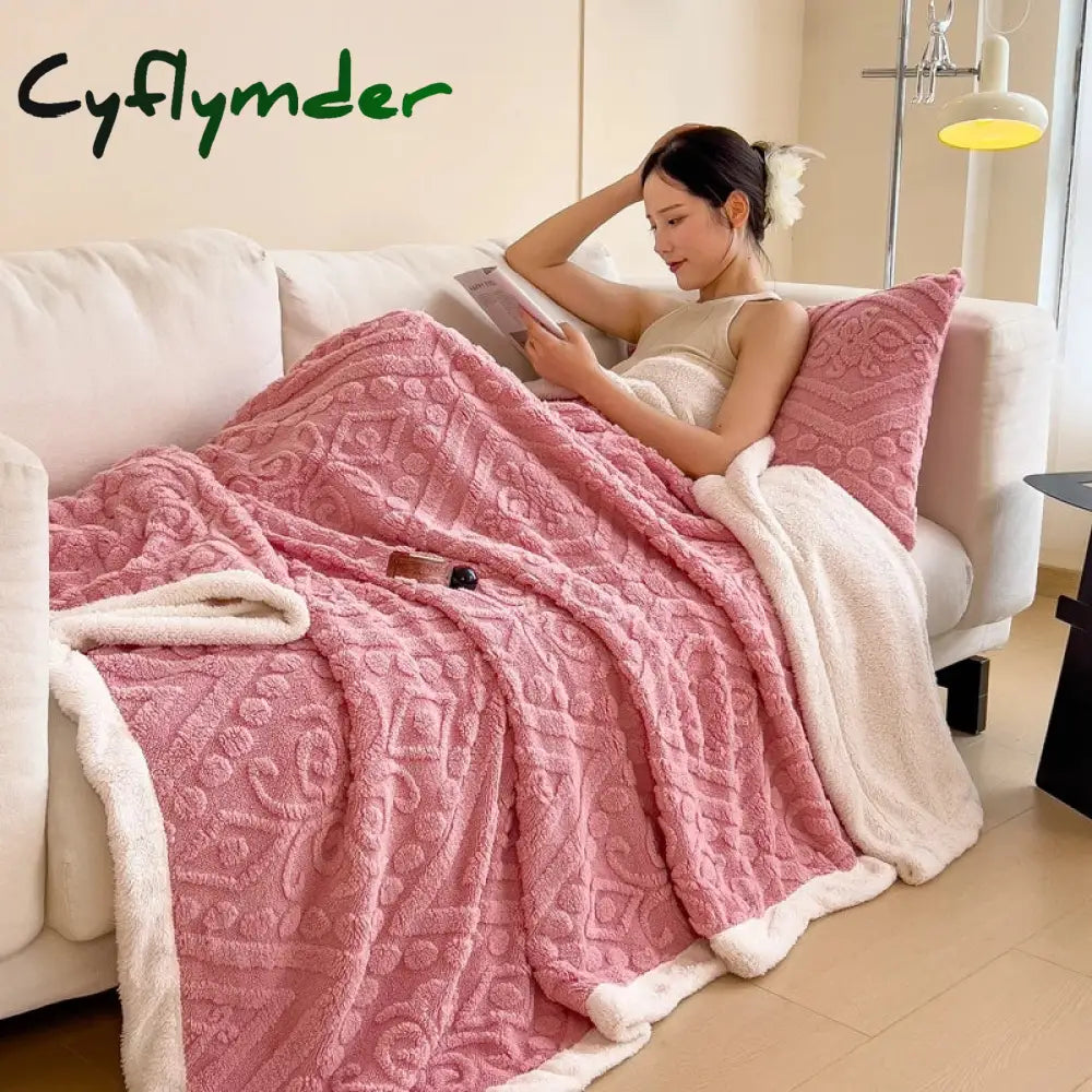 Cyflymder Soft Sherpa Throw Blanket for Couch Sofa Multi Size Fleece 3D Embossed Fuzzy Cozy Blanket for Bed Thick