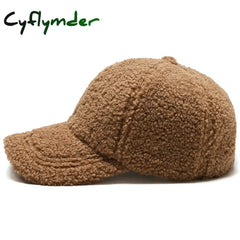 Cyflymder Solid Artificial Lamb Wool Baseball Cap Women Men Autumn Winter Hats Keep Warm Cap Plush Baseball Caps