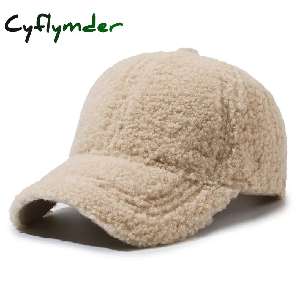 Cyflymder Solid Artificial Lamb Wool Baseball Cap Women Men Autumn Winter Hats Keep Warm Cap Plush Baseball Caps