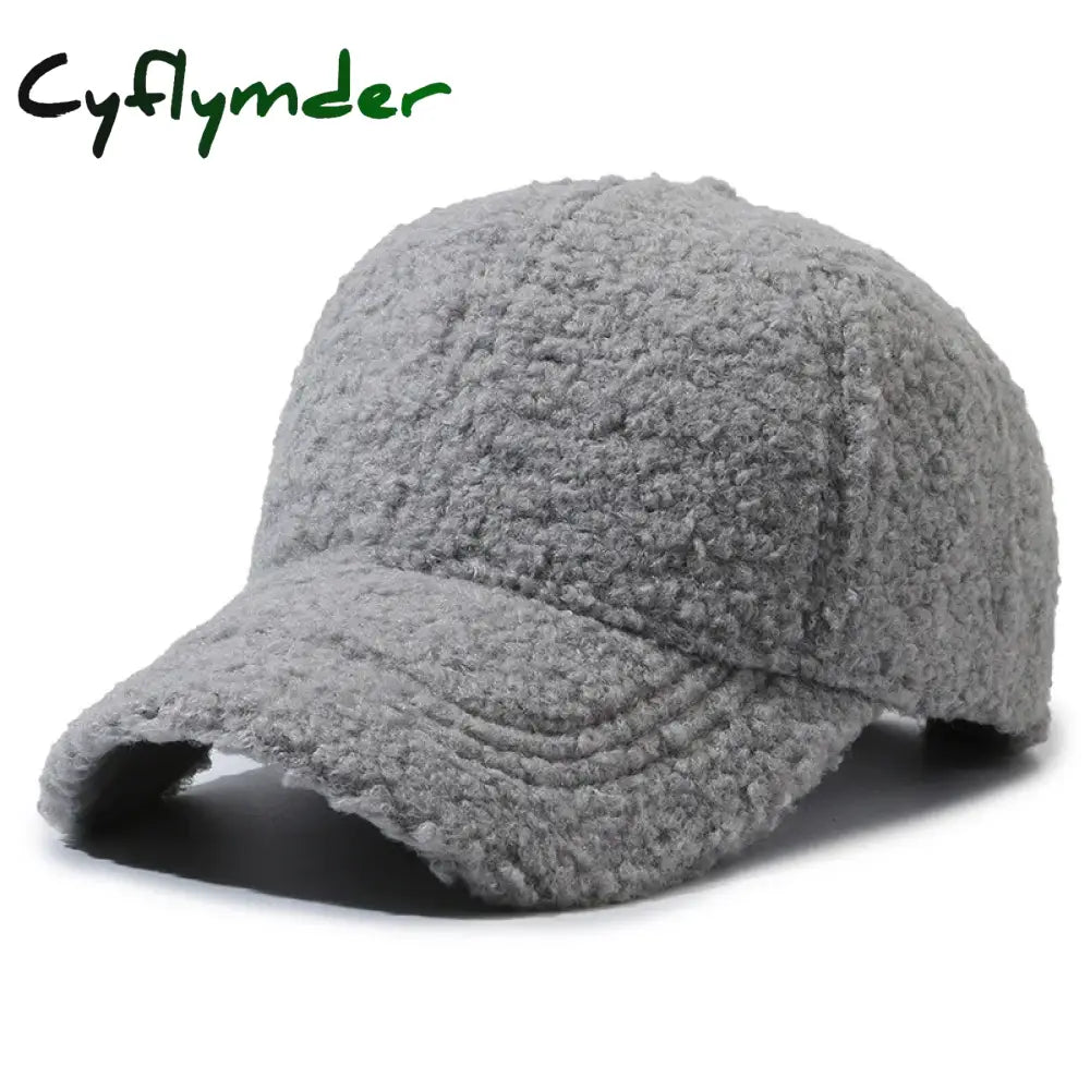 Cyflymder Solid Artificial Lamb Wool Baseball Cap Women Men Autumn Winter Hats Keep Warm Cap Plush Baseball Caps