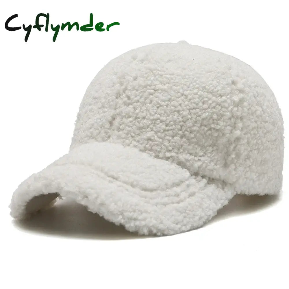 Cyflymder Solid Artificial Lamb Wool Baseball Cap Women Men Autumn Winter Hats Keep Warm Cap Plush Baseball Caps