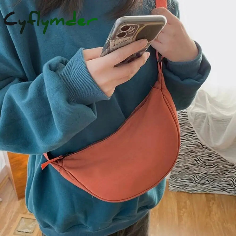 Cyflymder Solid Color Chest Bag For Women Large Capacity Travel Crossbody Female Half Moon Belt