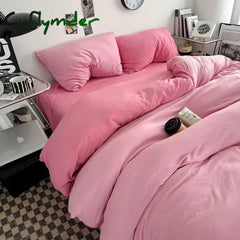 Cyflymder Solid Color Duvet Cover Set 100% Washed Cotton Bedding Set Super Soft Comfortable Lightweight Comforter Cover