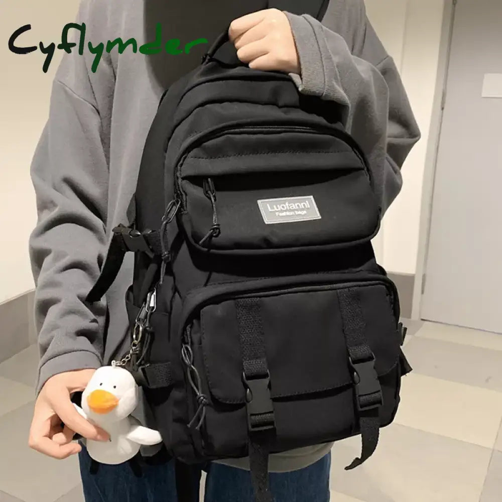 Cyflymder Solid Color Female Backpack For Girls Korean Large-Capacity School Bag Teenage Girl Boy