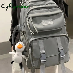 Cyflymder Solid Color Female Backpack For Girls Korean Large-Capacity School Bag Teenage Girl Boy