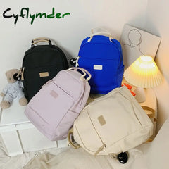 Cyflymder Solid Color Nylon Cool Women Backpack Large Capacity Travel Bag College Style Rucksack