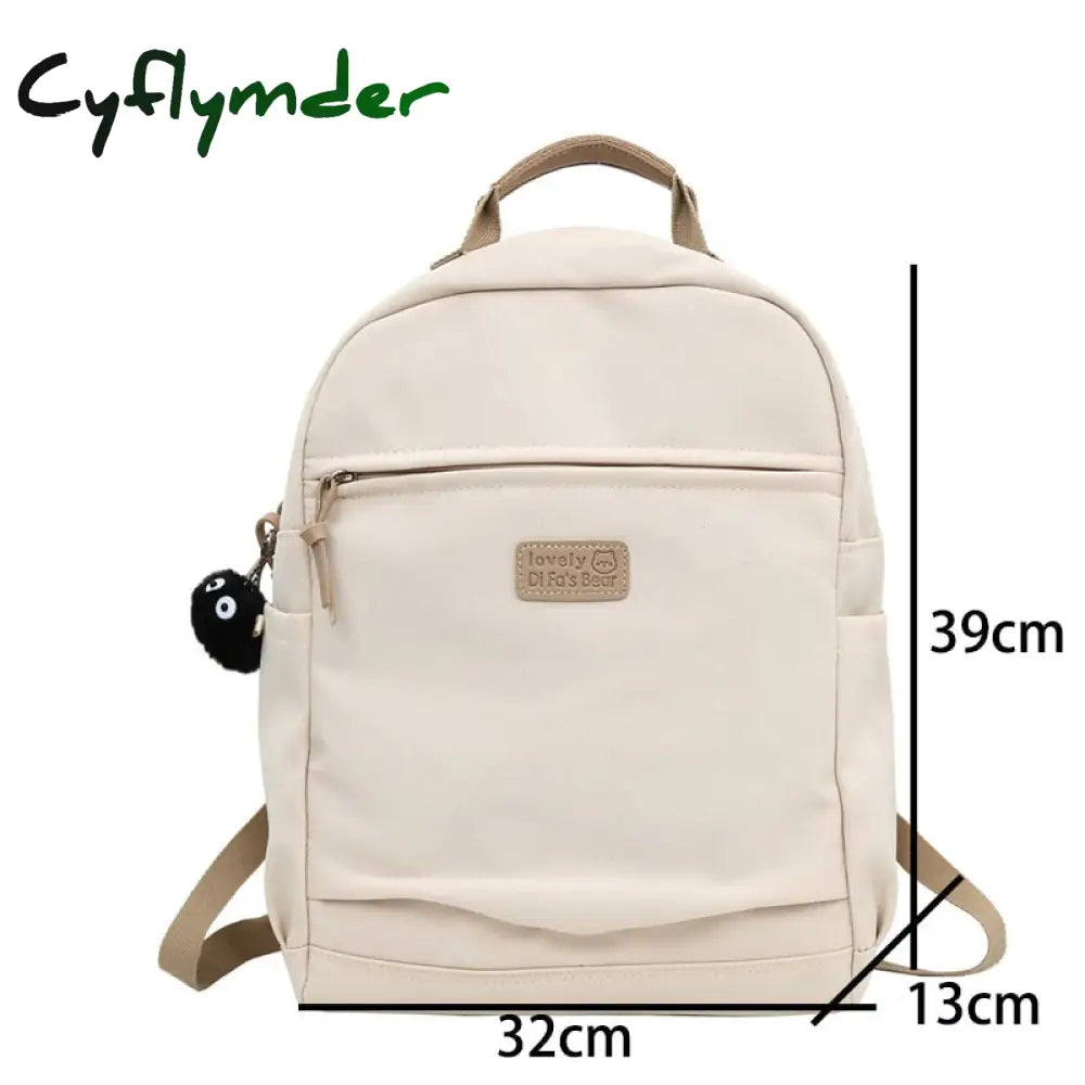 Cyflymder Solid Color Nylon Cool Women Backpack Large Capacity Travel Bag College Style Rucksack