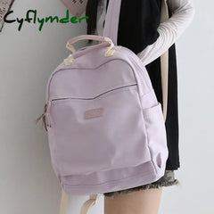 Cyflymder Solid Color Nylon Cool Women Backpack Large Capacity Travel Bag College Style Rucksack