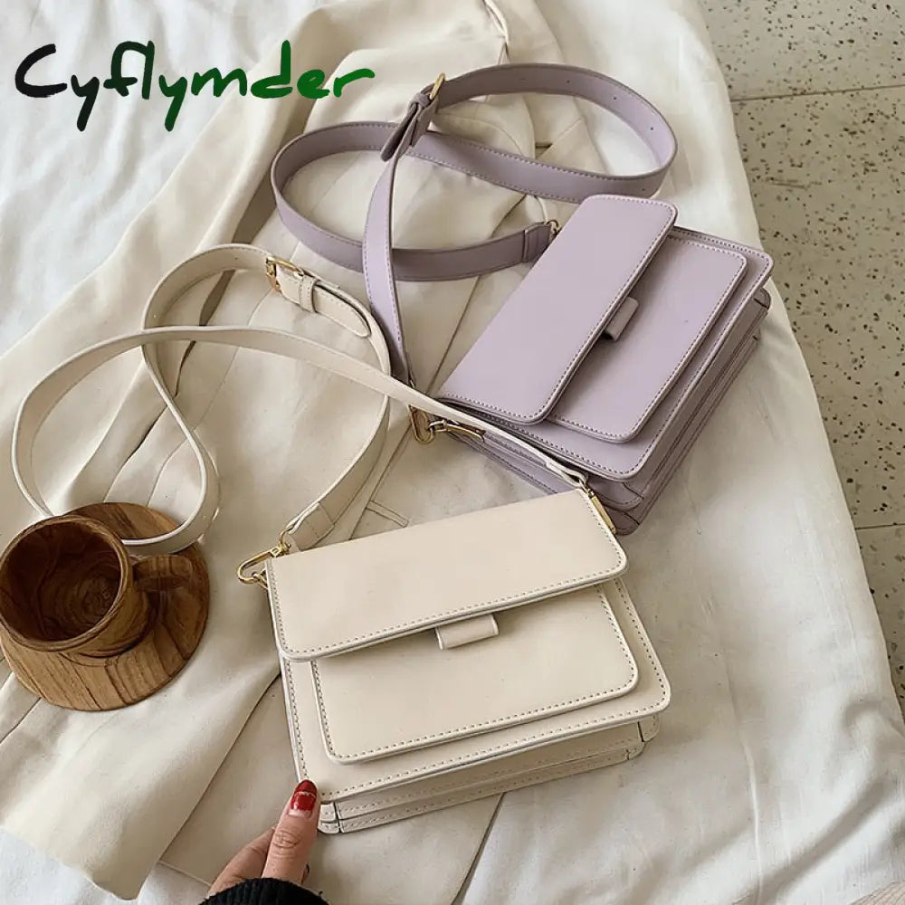 Cyflymder Solid Color Pu Leather Crossbody Bags For Women Summer Simple Fashion Handbags And Purses