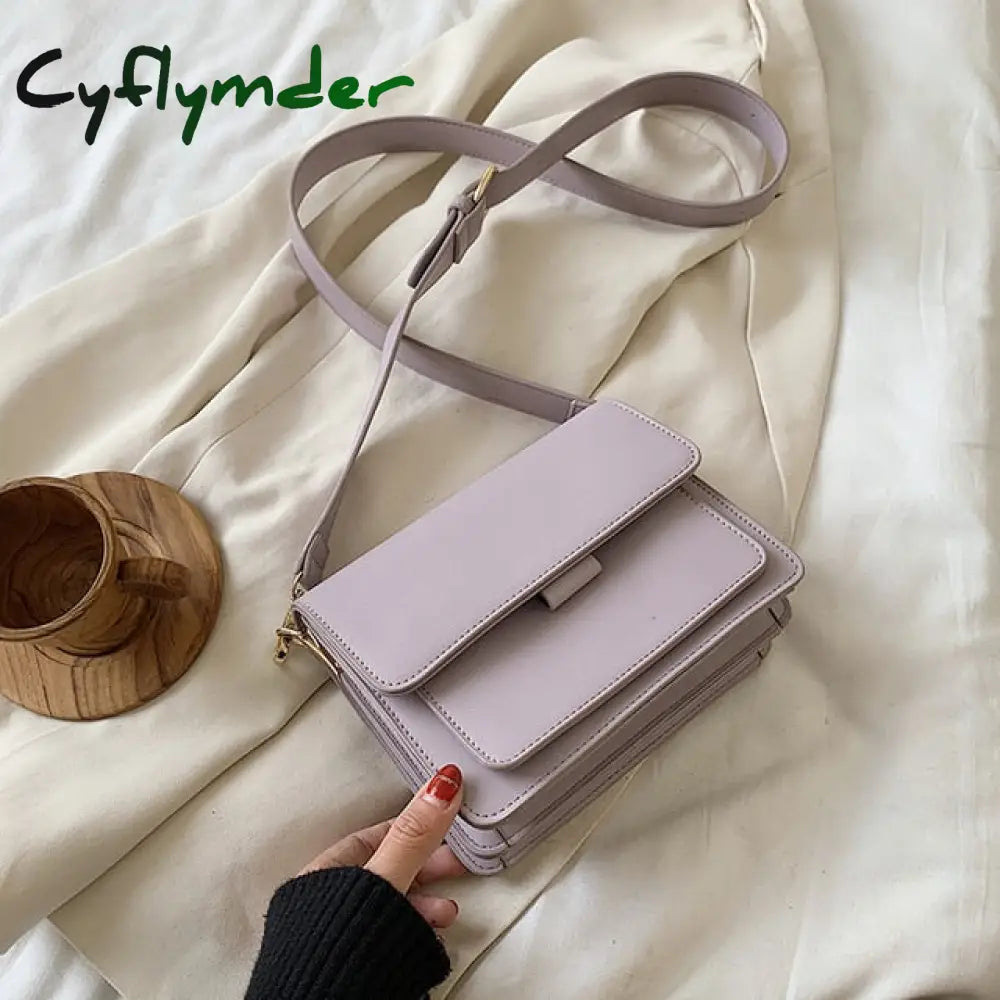 Cyflymder Solid Color Pu Leather Crossbody Bags For Women Summer Simple Fashion Handbags And Purses