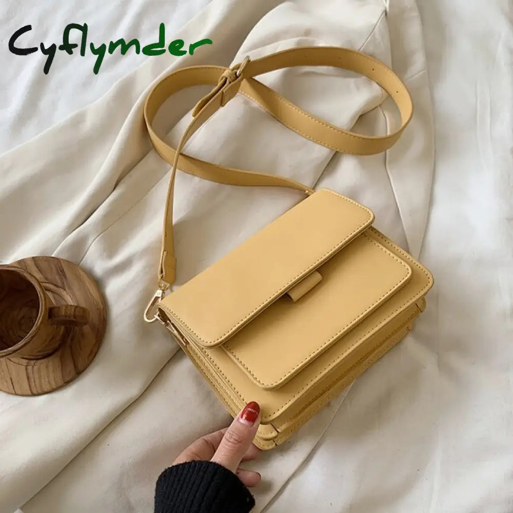 Cyflymder Solid Color Pu Leather Crossbody Bags For Women Summer Simple Fashion Handbags And Purses