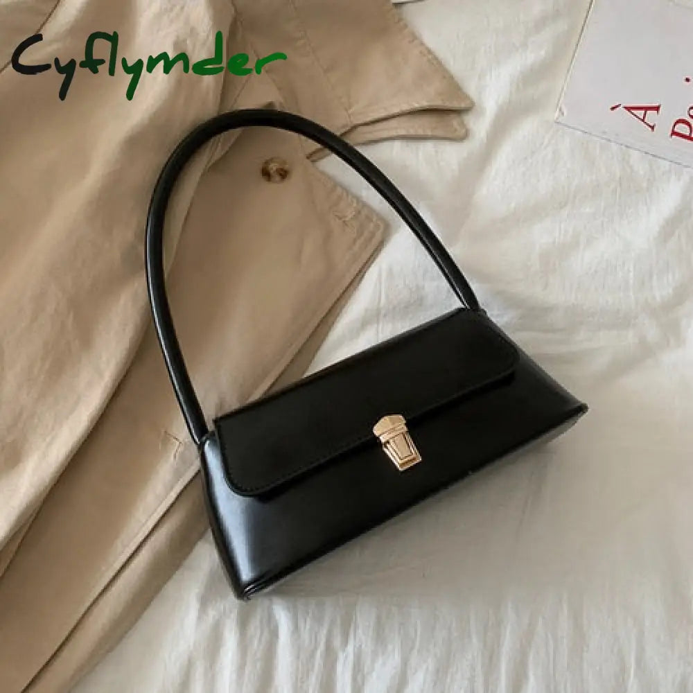 Cyflymder Solid Color Pu Leather Handbags For Women Shoulder Bag Female Small Elegant Totes Lady