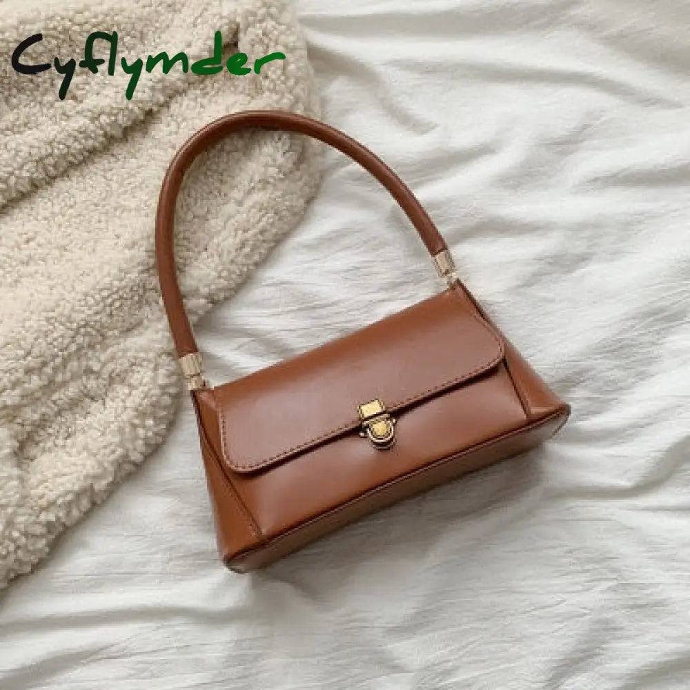 Cyflymder Solid Color Pu Leather Handbags For Women Shoulder Bag Female Small Elegant Totes Lady