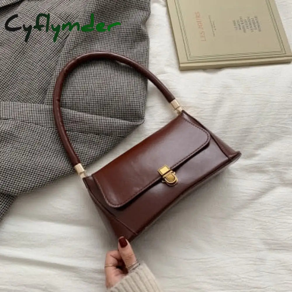 Cyflymder Solid Color Pu Leather Handbags For Women Shoulder Bag Female Small Elegant Totes Lady