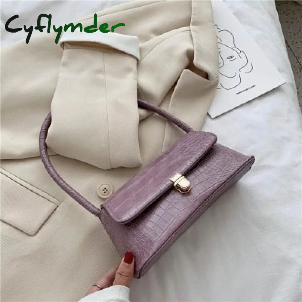 Cyflymder Solid Color Pu Leather Handbags For Women Shoulder Bag Female Small Elegant Totes Lady