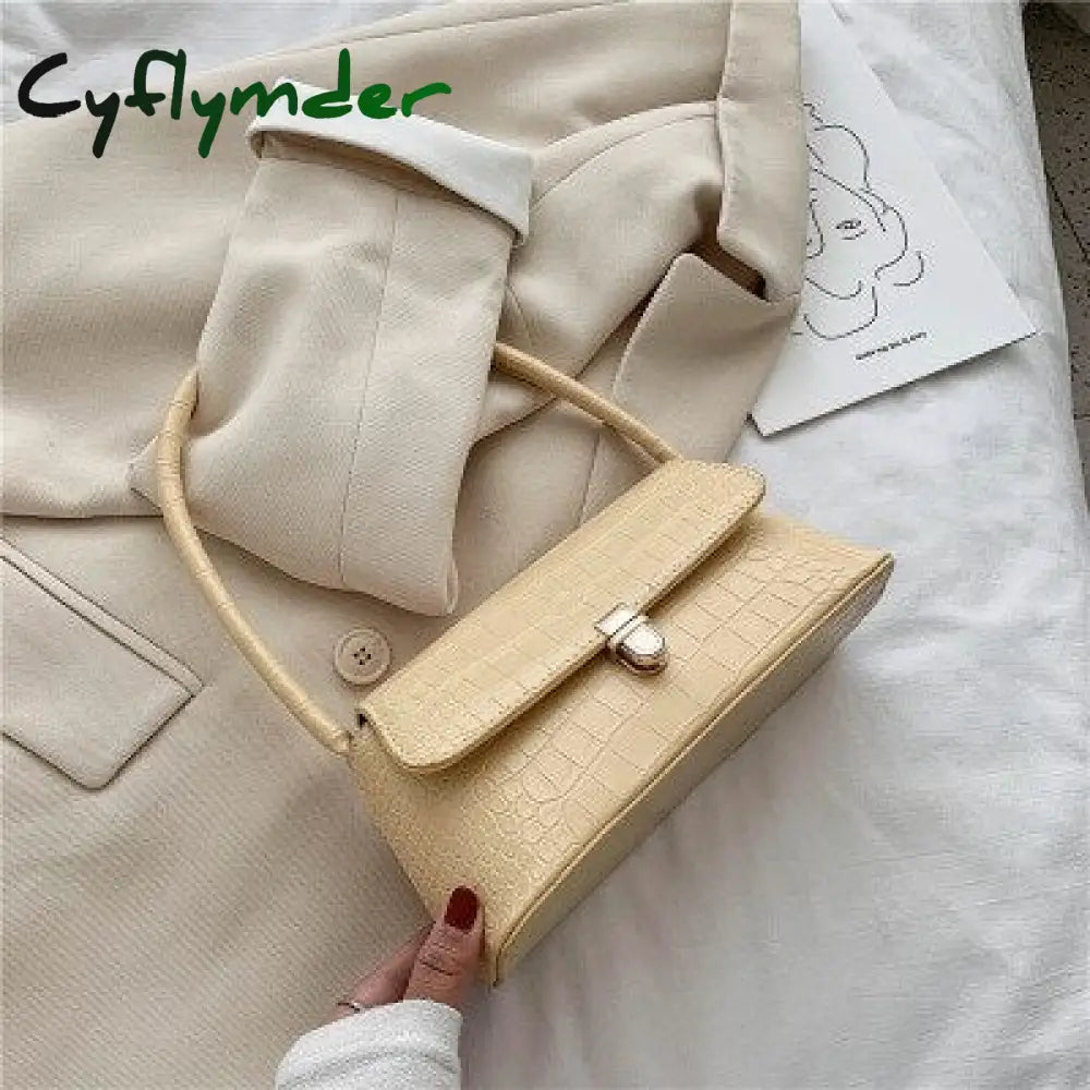 Cyflymder Solid Color Pu Leather Handbags For Women Shoulder Bag Female Small Elegant Totes Lady