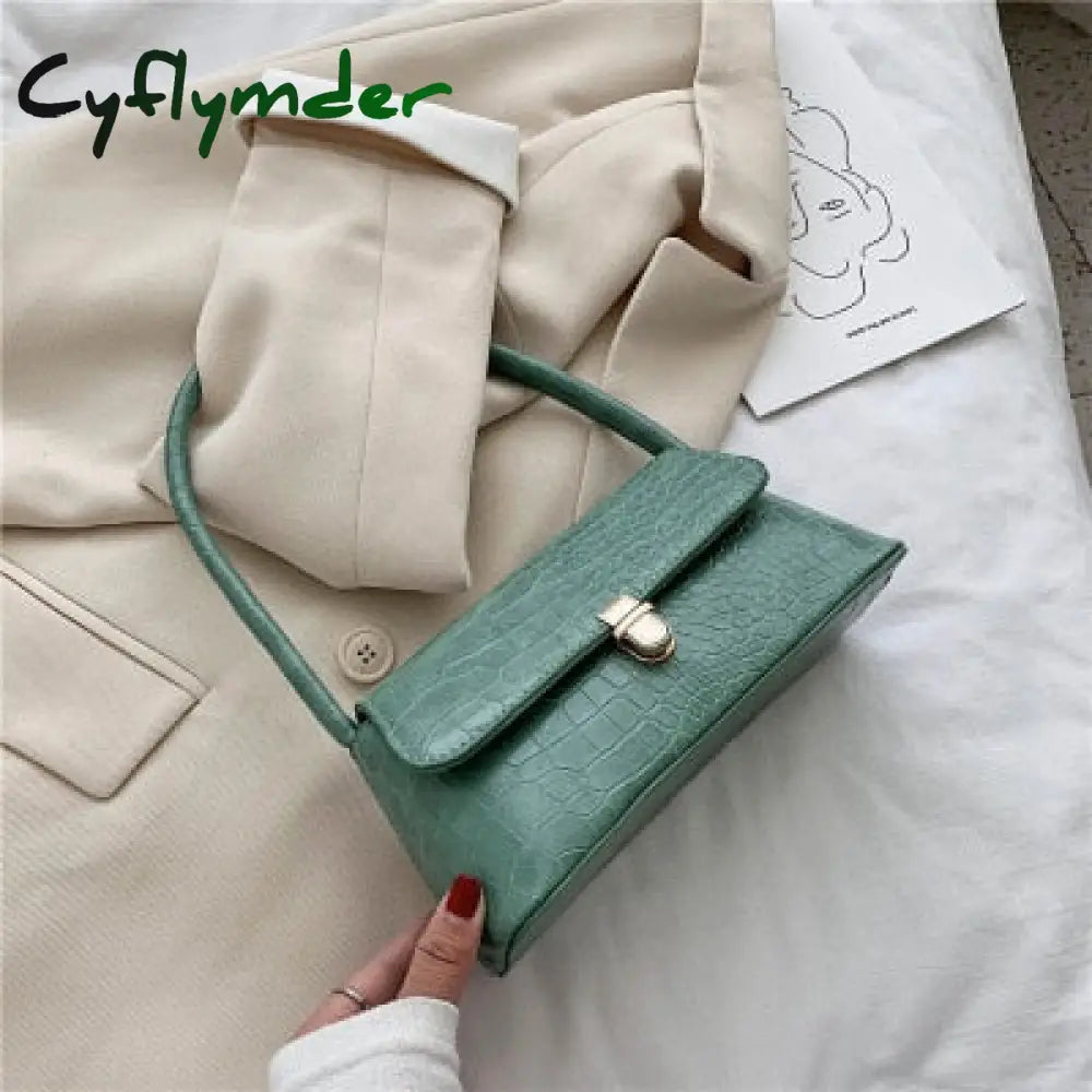 Cyflymder Solid Color Pu Leather Handbags For Women Shoulder Bag Female Small Elegant Totes Lady