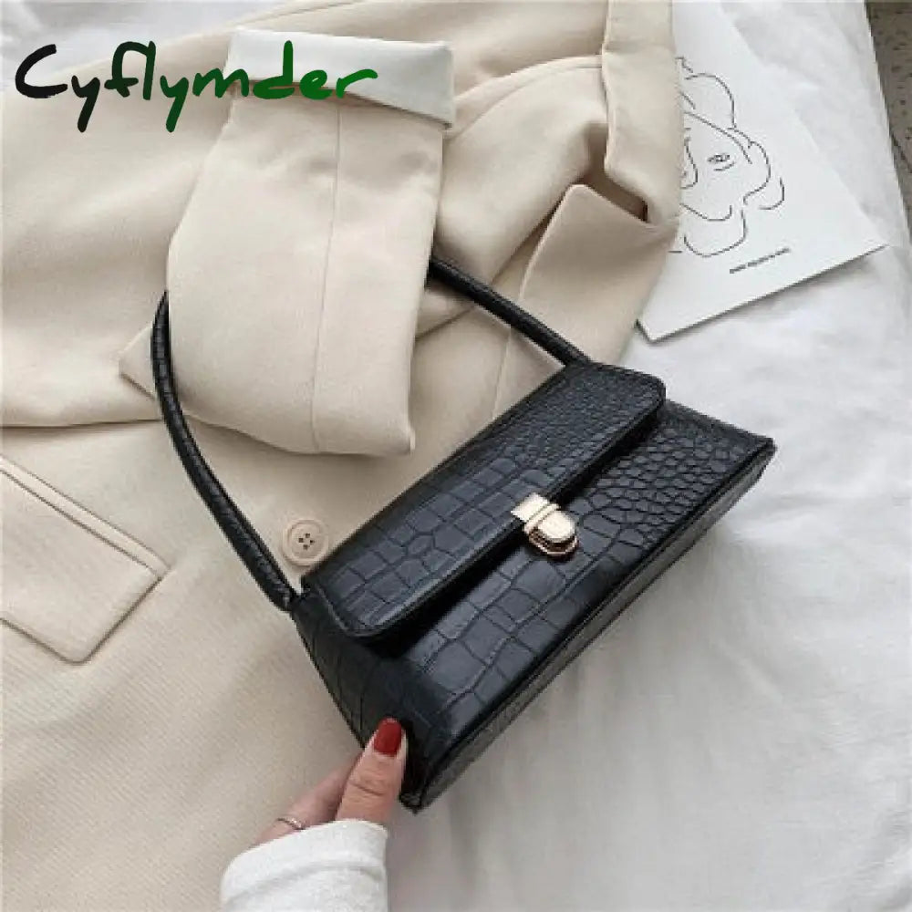 Cyflymder Solid Color Pu Leather Handbags For Women Shoulder Bag Female Small Elegant Totes Lady