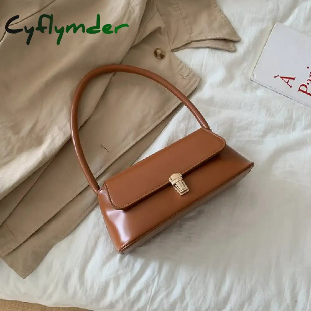 Cyflymder Solid Color Pu Leather Handbags For Women Shoulder Bag Female Small Elegant Totes Lady