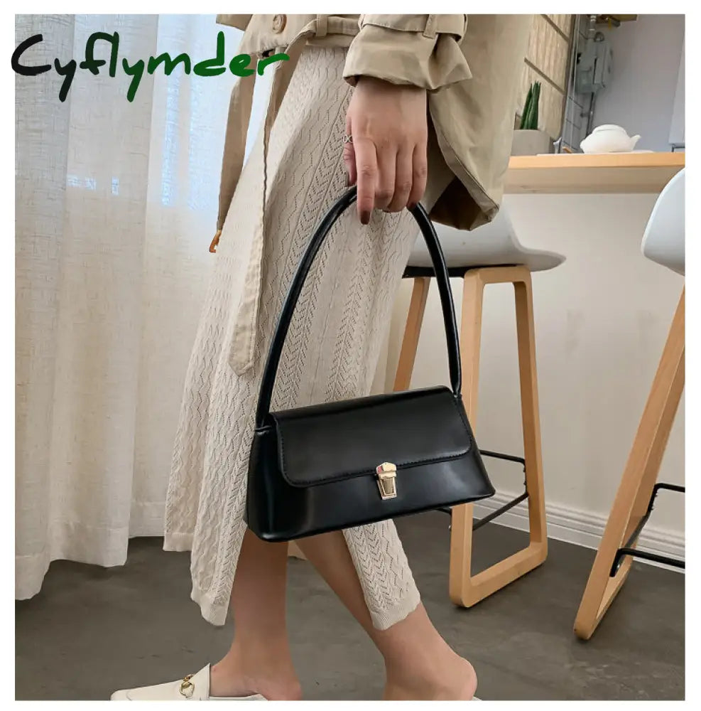 Cyflymder Solid Color Pu Leather Handbags For Women Shoulder Bag Female Small Elegant Totes Lady