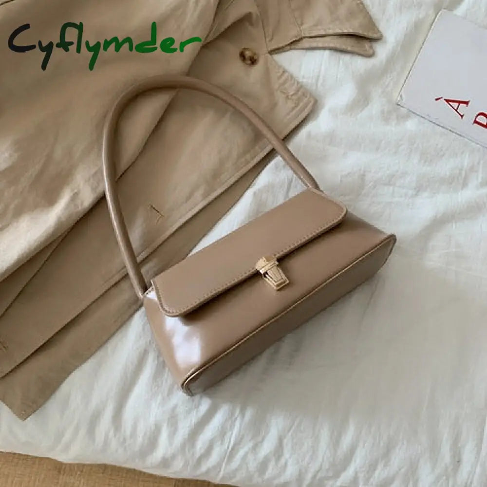 Cyflymder Solid Color Pu Leather Handbags For Women Shoulder Bag Female Small Elegant Totes Lady