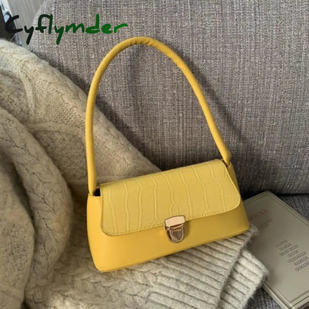 Cyflymder Solid Color Pu Leather Handbags For Women Shoulder Bag Female Small Elegant Totes Lady