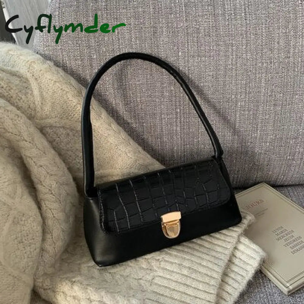 Cyflymder Solid Color Pu Leather Handbags For Women Shoulder Bag Female Small Elegant Totes Lady