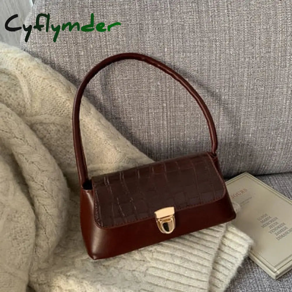 Cyflymder Solid Color Pu Leather Handbags For Women Shoulder Bag Female Small Elegant Totes Lady