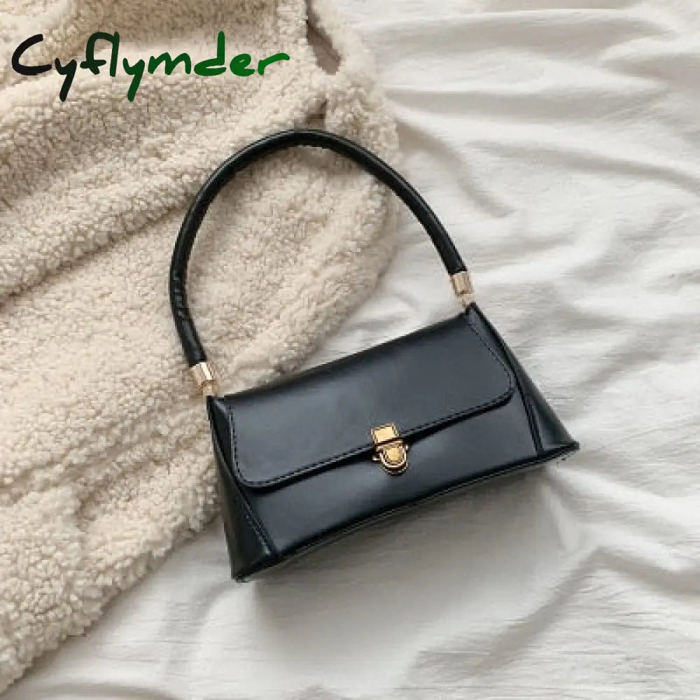 Cyflymder Solid Color Pu Leather Handbags For Women Shoulder Bag Female Small Elegant Totes Lady