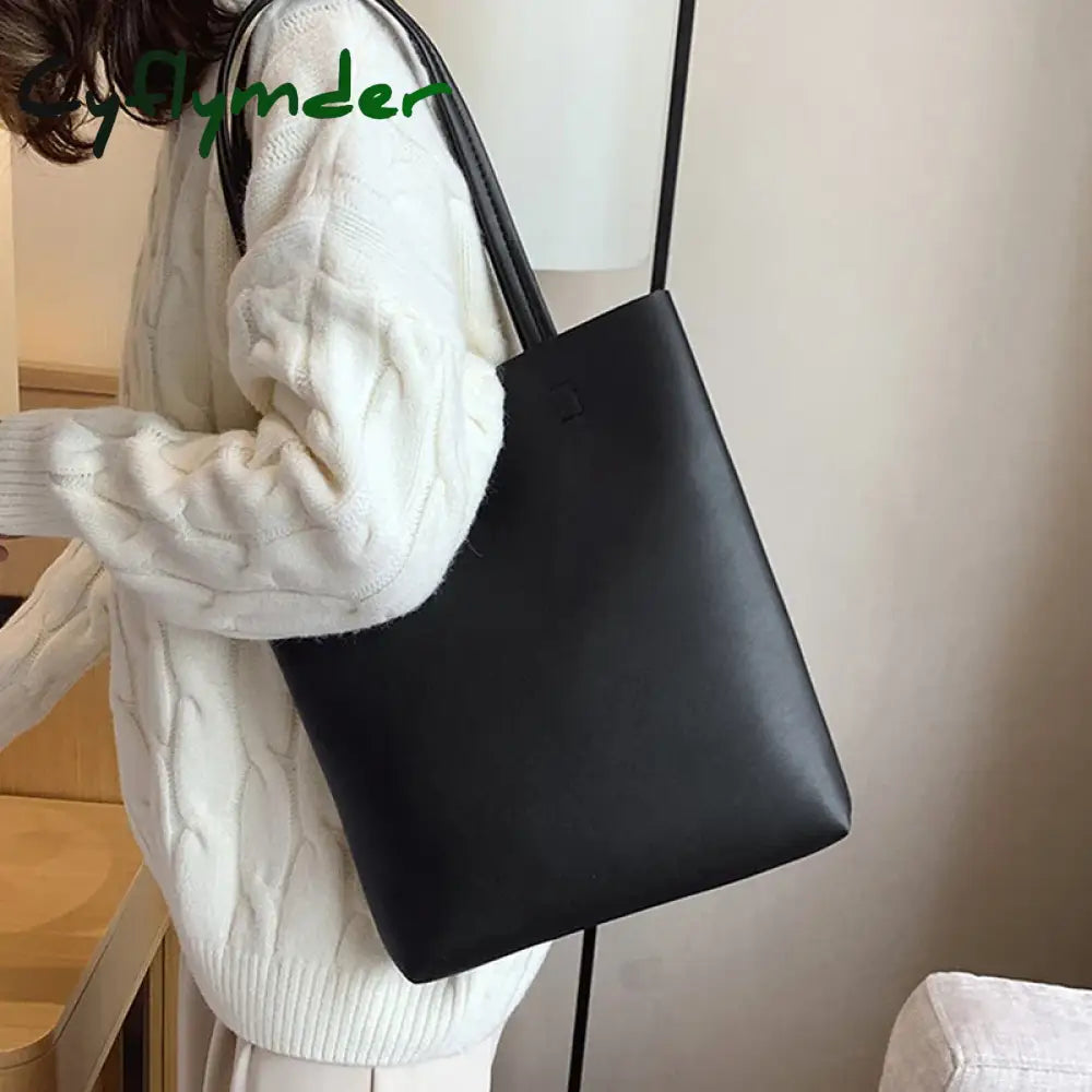 Cyflymder Solid Color Pu Leather Tote Crossbody Bag For Women Large Capacity Fashion Simple